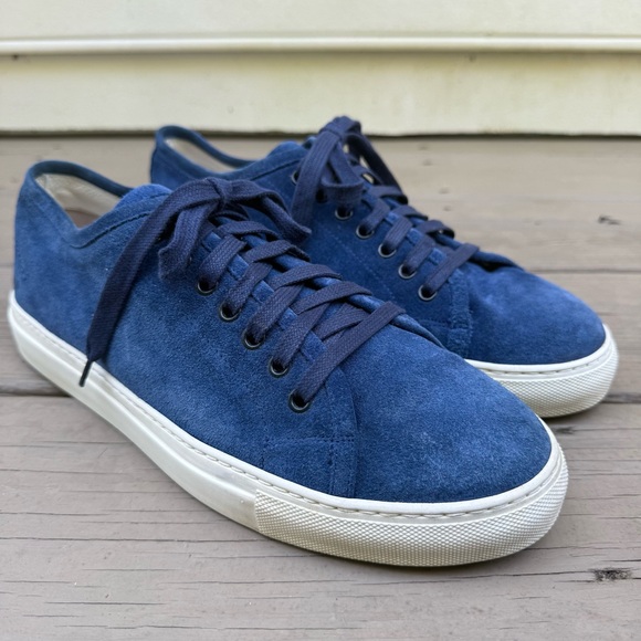 Good Man Brand blue suede low top trainers shoes size 10